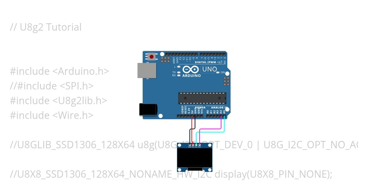 U8X8 & U8g2 Hello World simulation