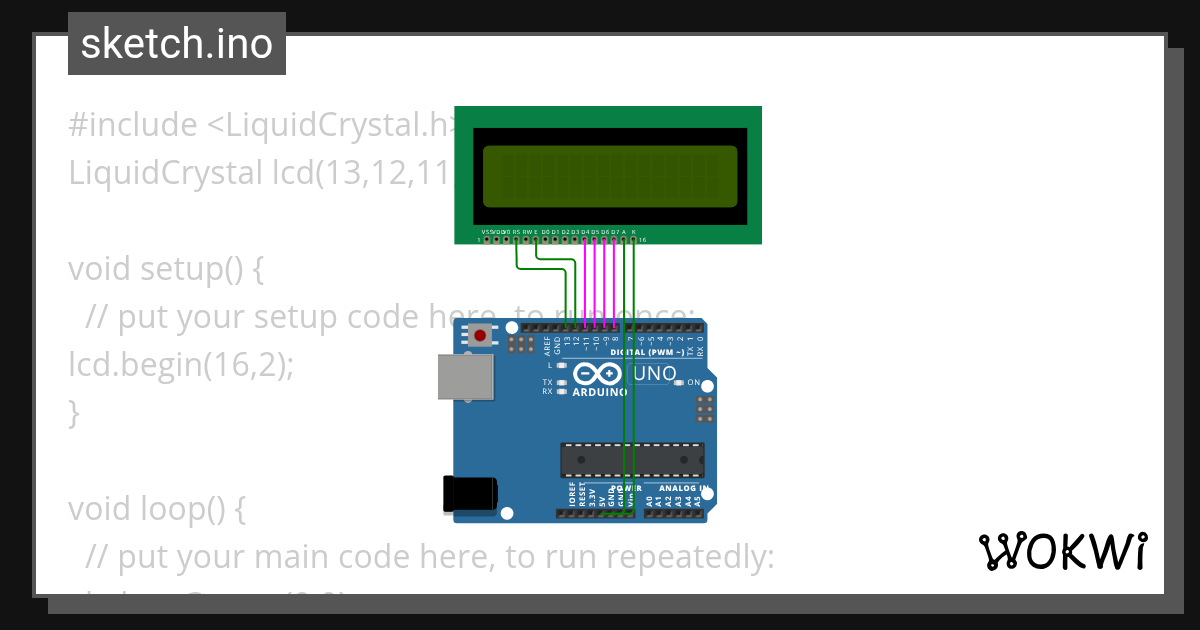 LCD uno - Wokwi ESP32, STM32, Arduino Simulator