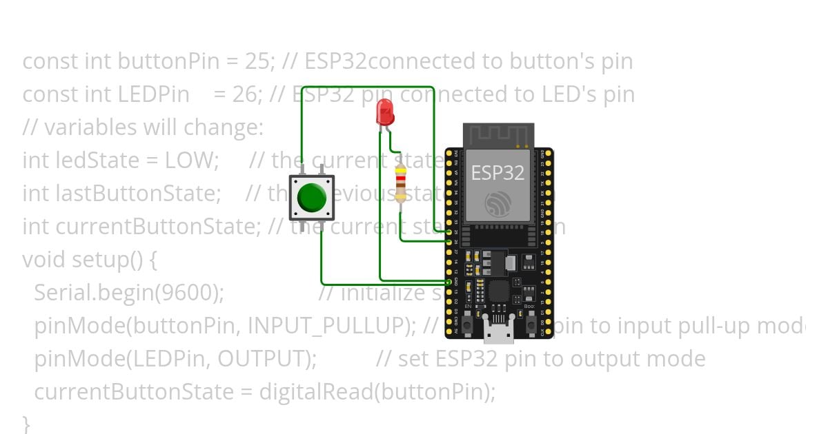 4. Controlling LED using push button with NodeMCU (Digital Read). simulation