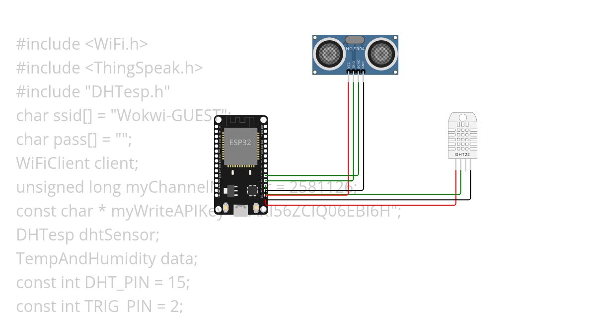 850-IOT ESP DHT ,Ultrasonic to Cloud simulation