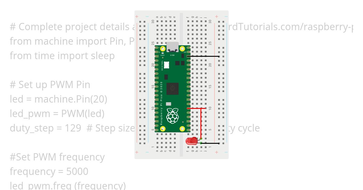 PWM Fading an LED (MicroPython) simulation