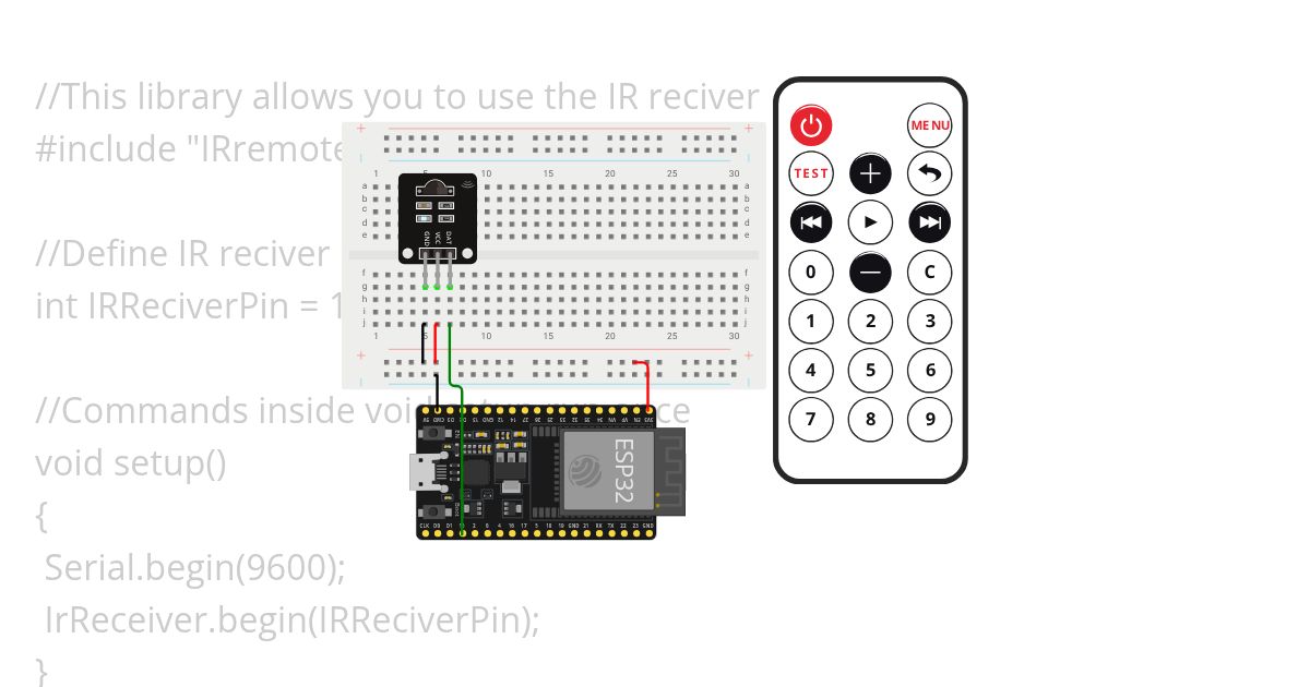 IRremote receive test simulation