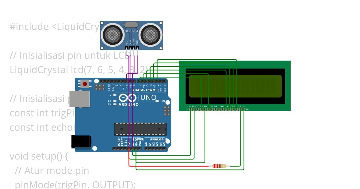 Sensor Jarak & LCD simulation