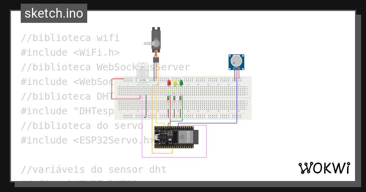 Dht com servo wokwi esp32 stm32 arduino simulator