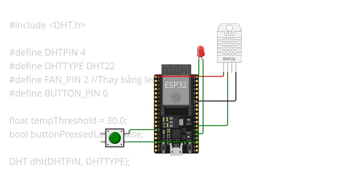 BT4: Tự động điều khiển quạt dựa trên tín hiệu cảm biến DHT22  simulation