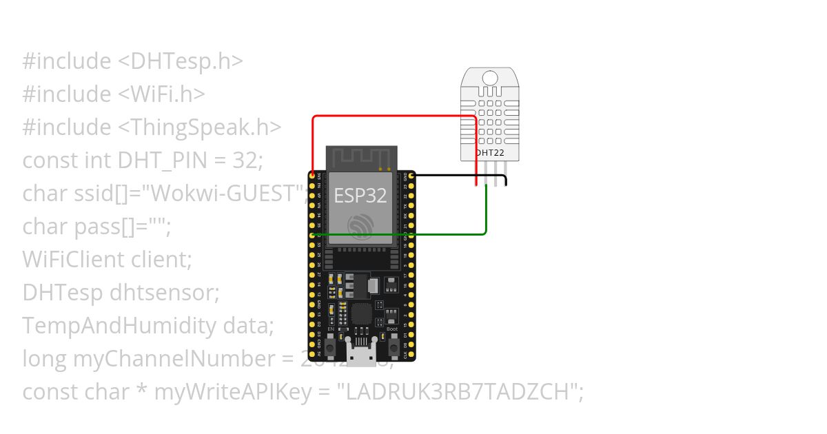 Wifi and DHT with Thingspeak simulation