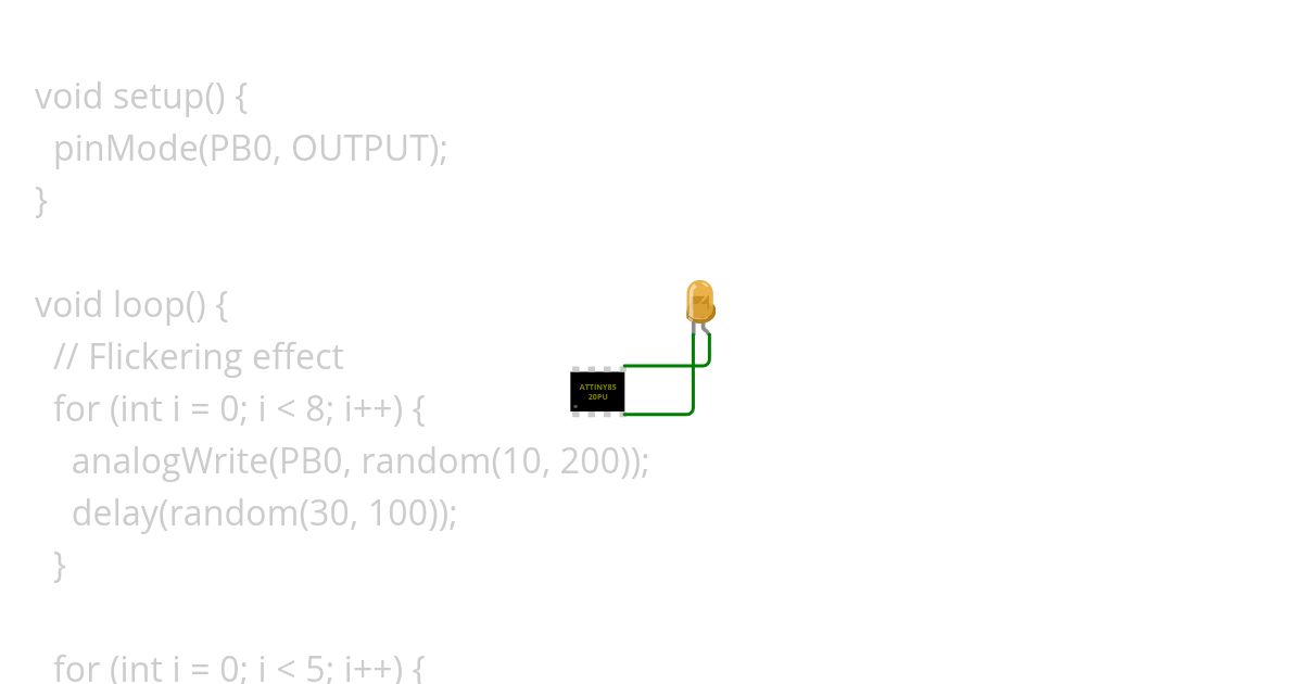Attiny85 light candle  simulation