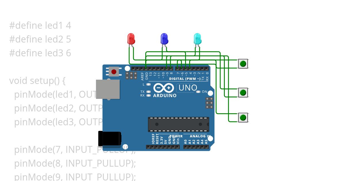 LED Light using 3 Button simulation