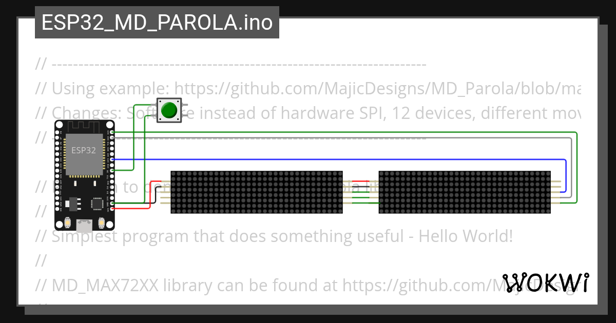 ESP32 with MD_Parola NPT Digital Clock Copy (edit tz) Wokwi ESP32