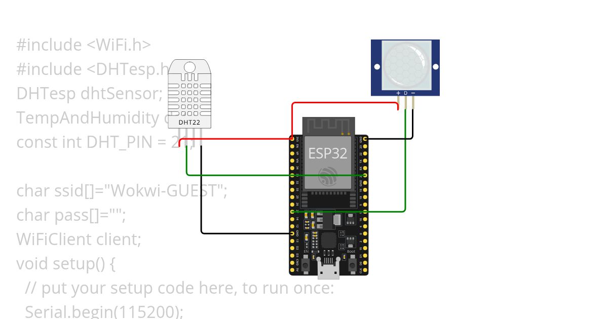 WIFI with dht22 and pir  simulation