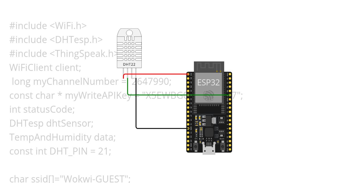 WIFI dht22 thingspeak   simulation
