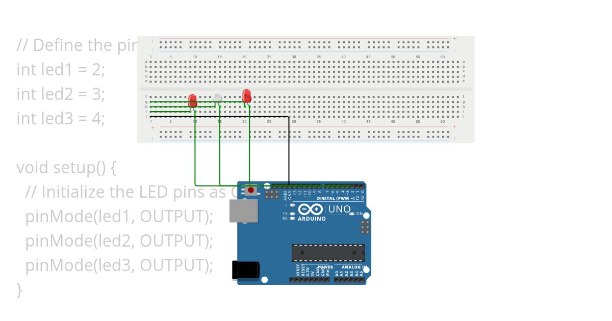 3led for loop code simulation