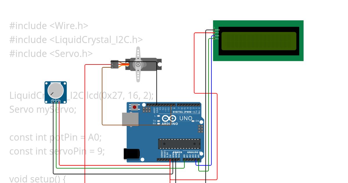 แสดงมุมของเซอร์โวมอเตอร์บนจอ LCD  simulation