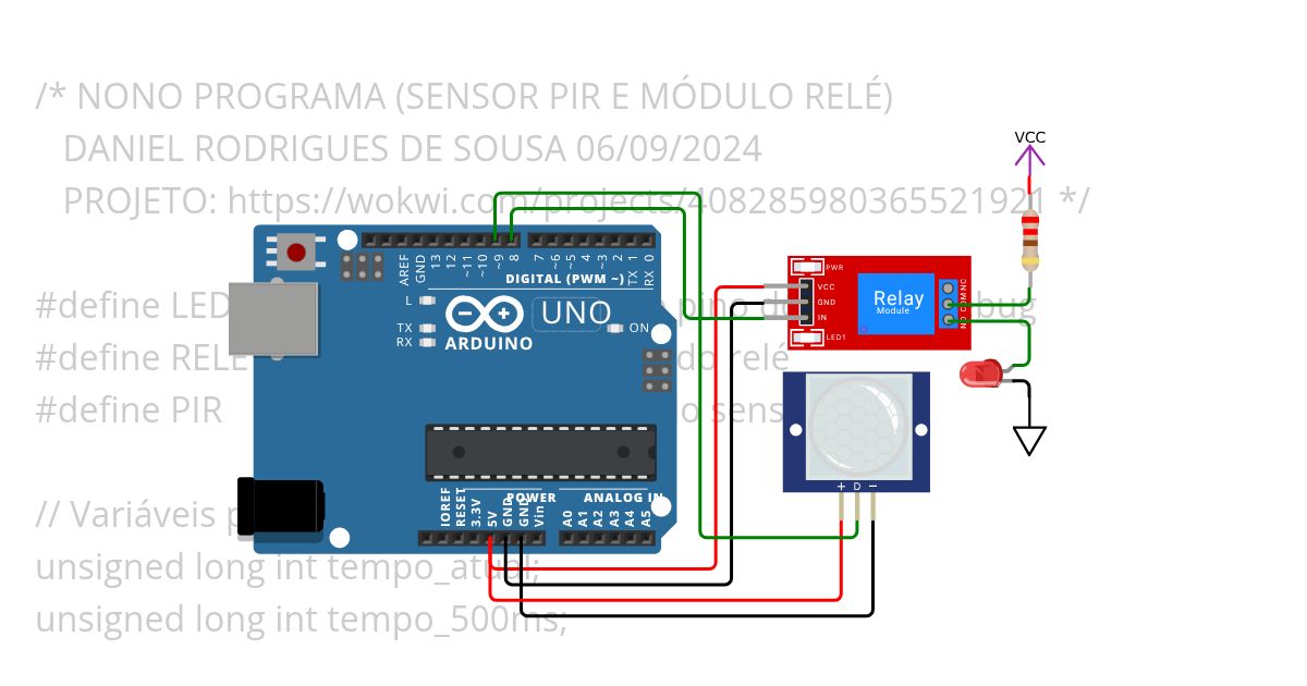 NONO PROGRAMA (SENSOR PIR E MÓDULO RELÉ) - IoT e Aplicações FATEC Itaquera simulation