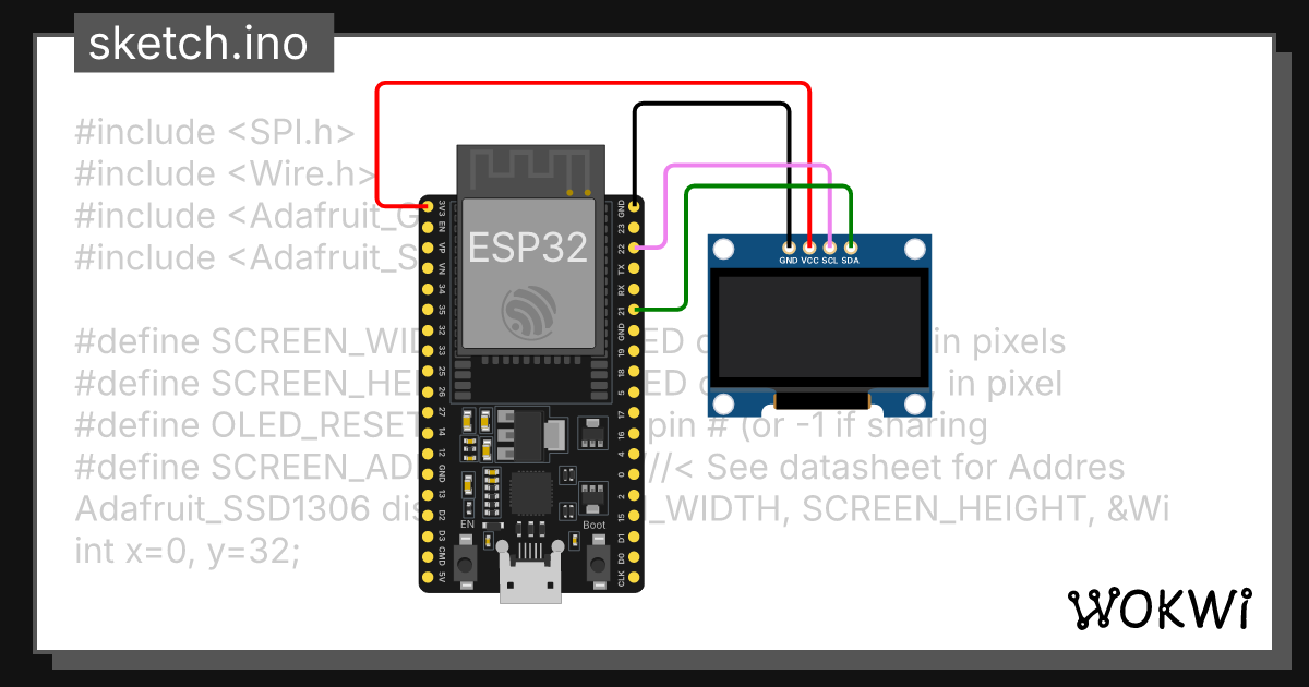 OLED SSD1306 Logo - Wokwi ESP32, STM32, Arduino Simulator