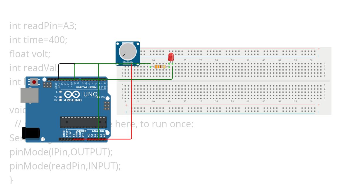 potentiometer, in-between values 13 simulation