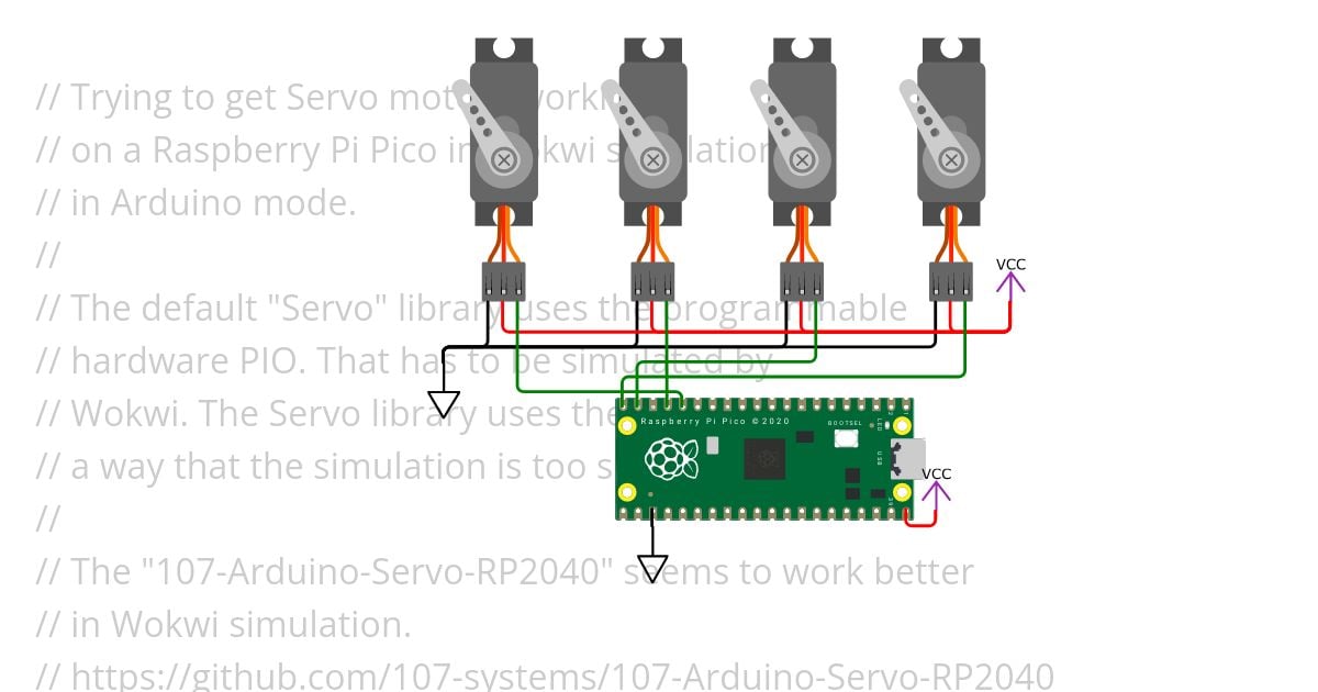 Raspberry Pi Pico with Servo motor with Arduino code. simulation