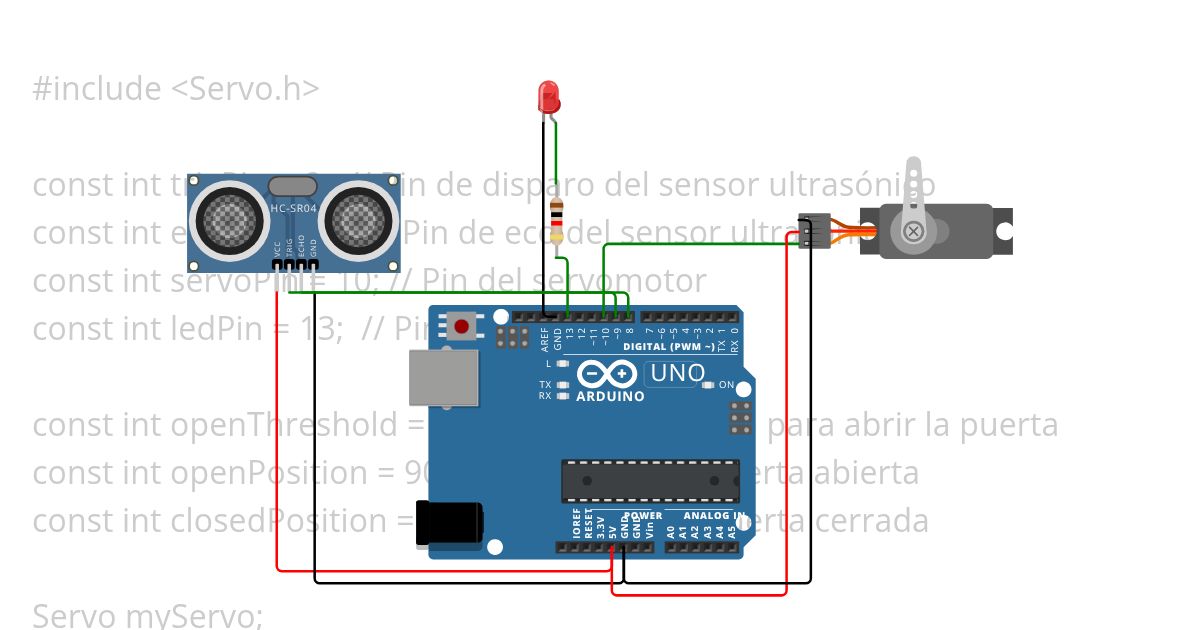 Control de Puerta de Garaje Automático: Usando sensores de proximidad para abrir y cerrar la puerta. simulation