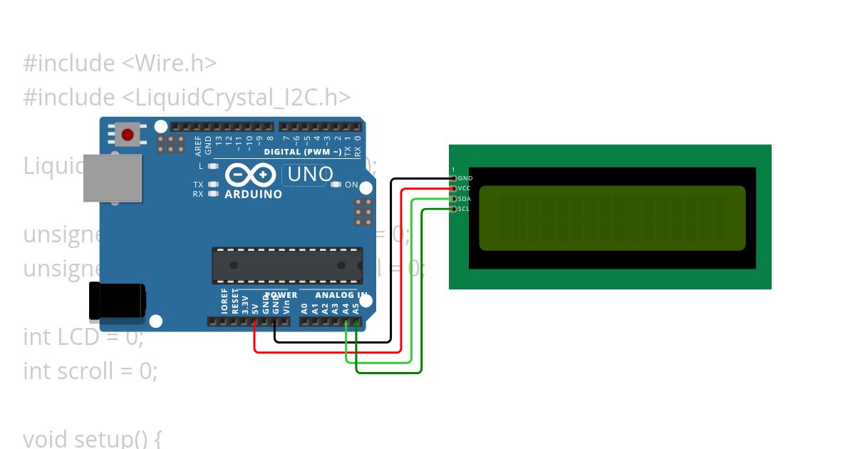 LCD I2C MILLIS simulation