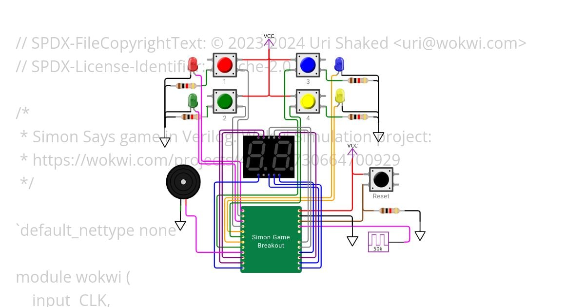 Verilog Simon Says + Score (TT09) simulation