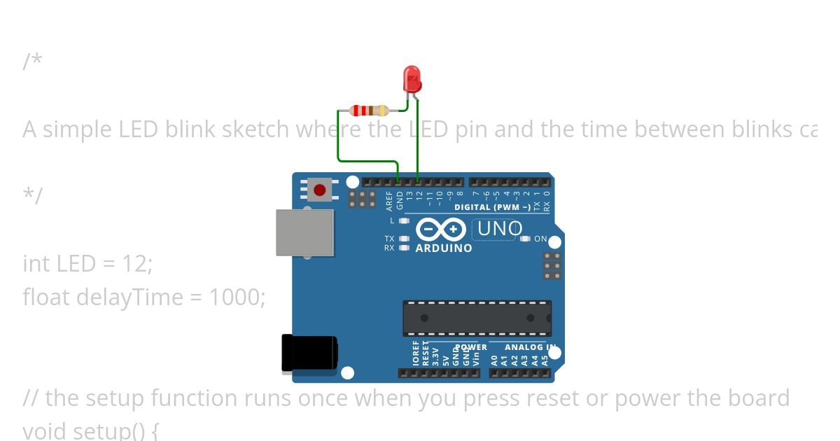 BLINK LED (DIGITAL PIN) simulation