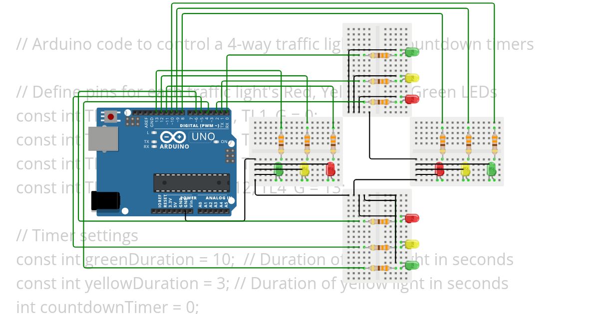 4 way traffic light  simulation