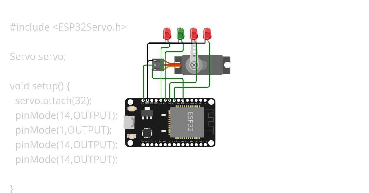 ESP32 servo dan led simulation