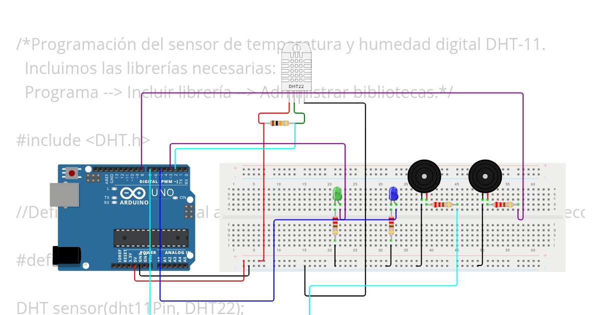 MEDIDOR DE TEMPERATURA CON SEÑAL LUMINOSA simulation