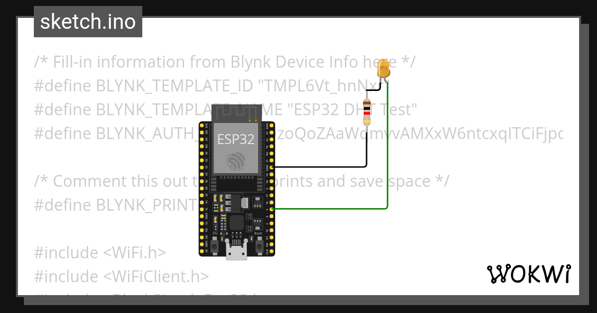 ESP-32 BLYNK-LED - Wokwi ESP32, STM32, Arduino Simulator