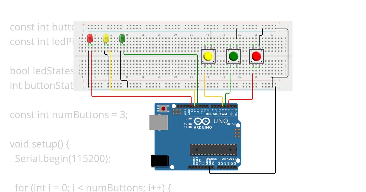 Array with btns and leds simulation