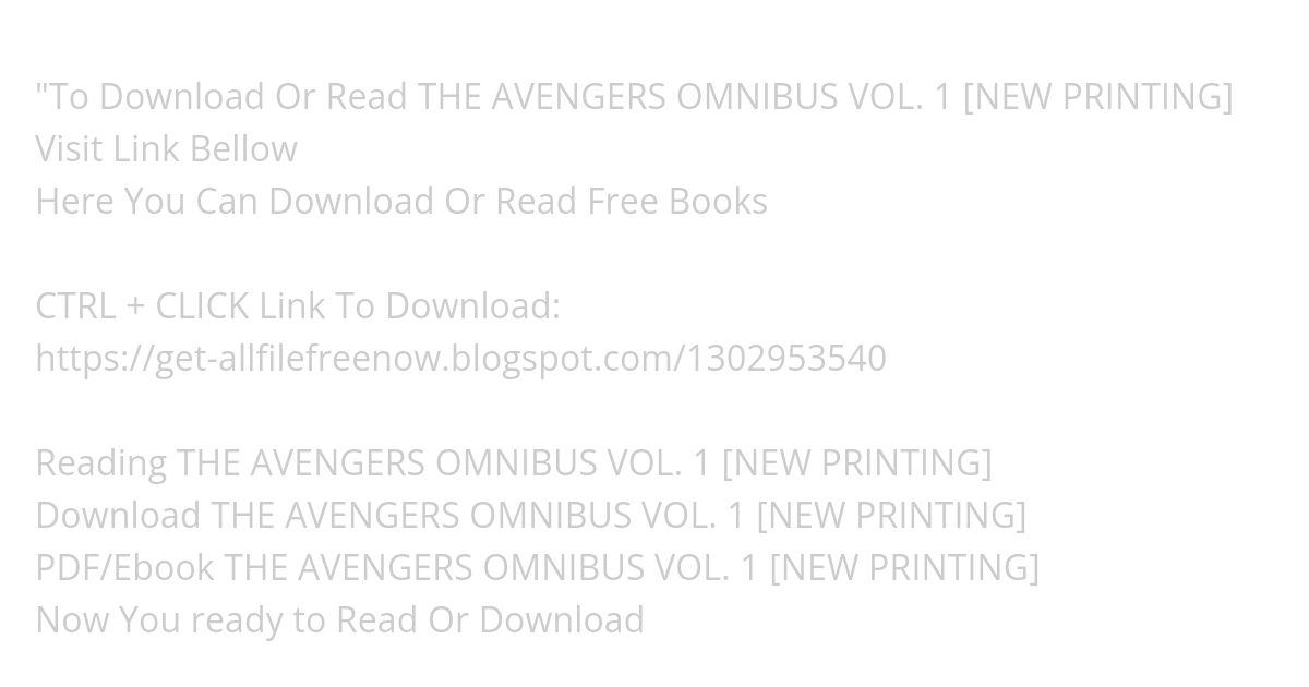 [PDF] THE AVENGERS OMNIBUS VOL. 1 [NEW PRINTING] simulation