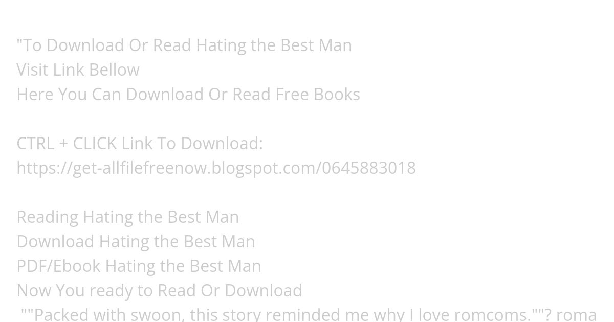 download EPub Hating the Best Man simulation