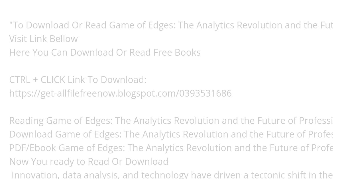 Download PDF Game of Edges: The Analytics Revolution and the Future of Professional Sports simulation