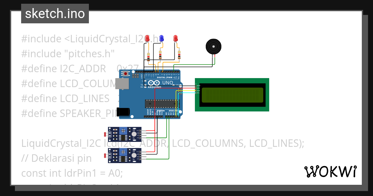 sensor LDR Dirly - Wokwi ESP32, STM32, Arduino Simulator