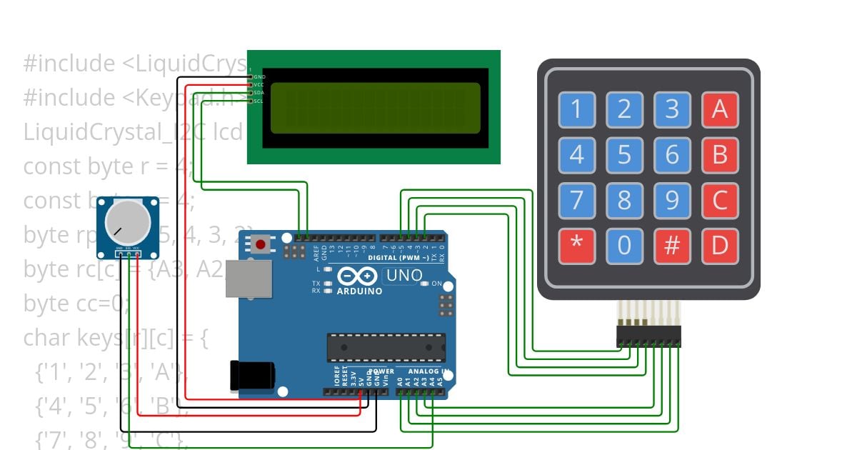 lcd_I2C + keypad (name) simulation