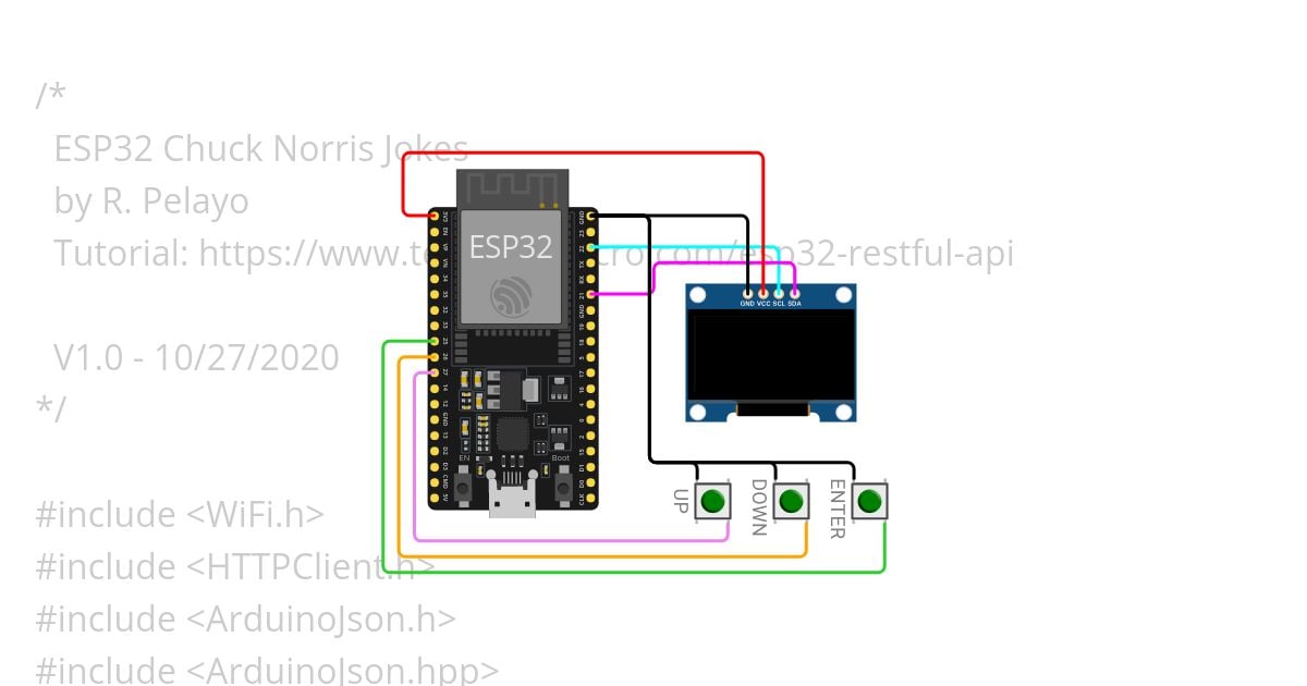 Scrolling Menu API ESP32 simulation