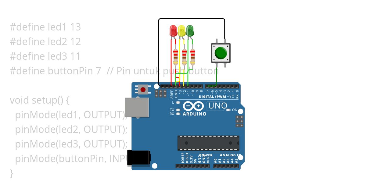 Lampu Lalu Lintas with Push Button simulation