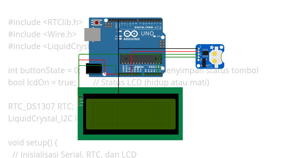 Penampil Waktu dengan LCD 20X4 & RTC simulation
