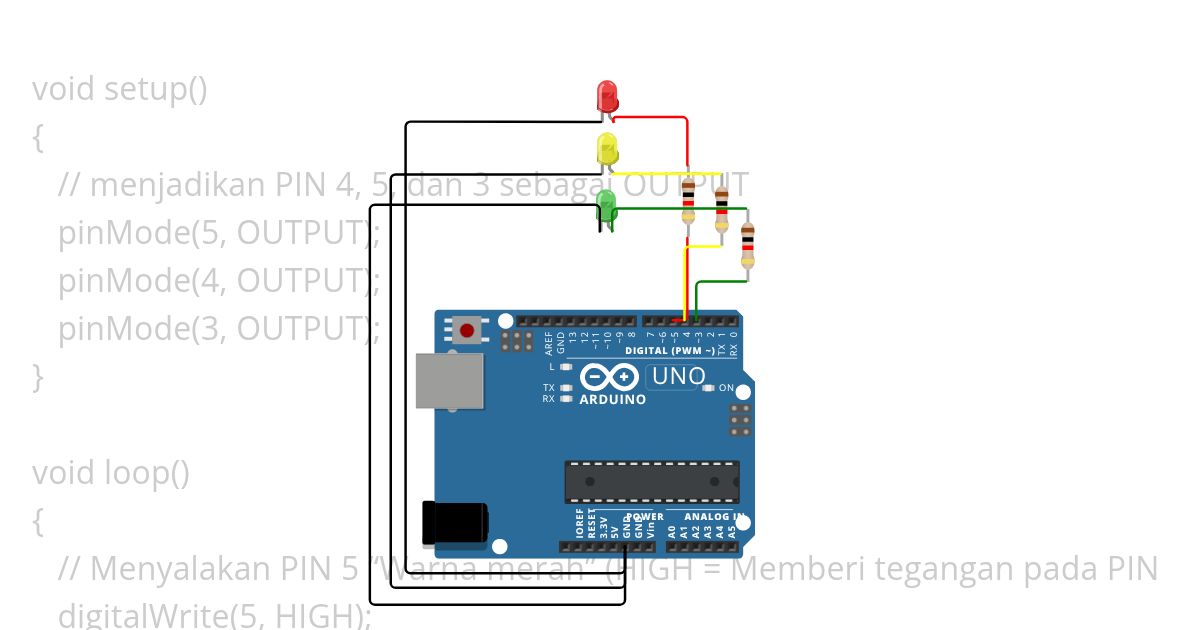 lampu lalu lintas LED RYG simulation