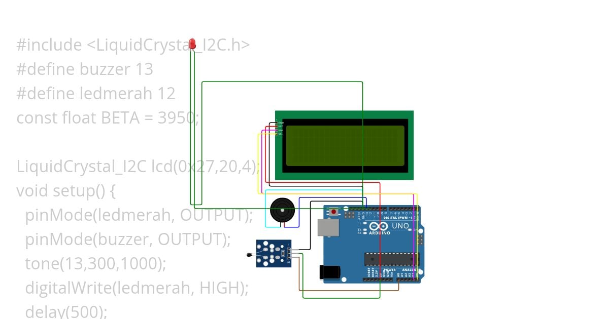 Arduino uno NTC Buzzer Suhu simulation