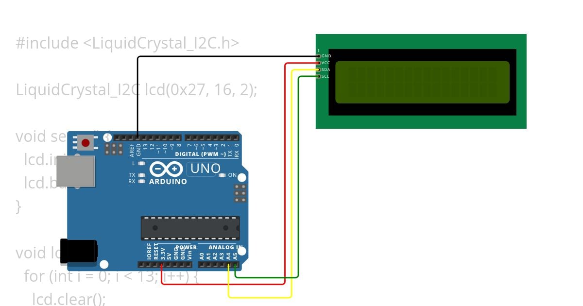 Project Teks Berjalan Menggunakan LCD 16x2 i2c Copy simulation