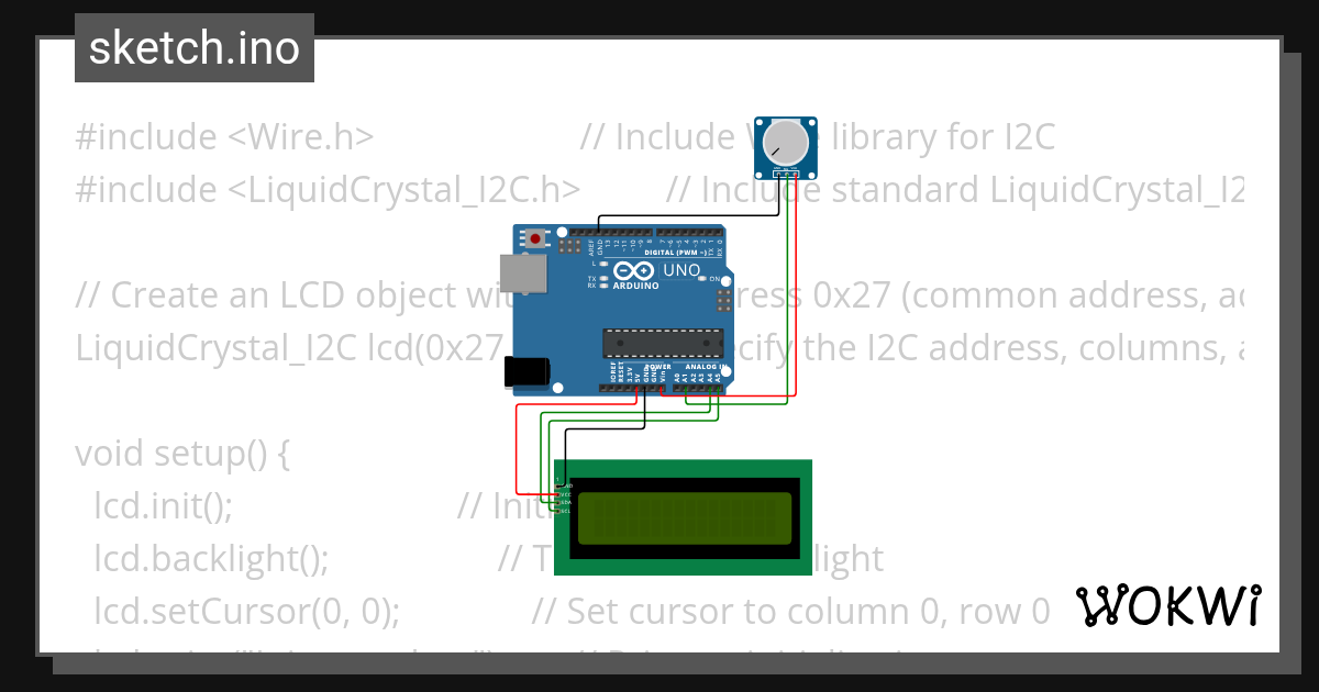Unit 3 LCD with potentiometer - Wokwi ESP32, STM32, Arduino Simulator