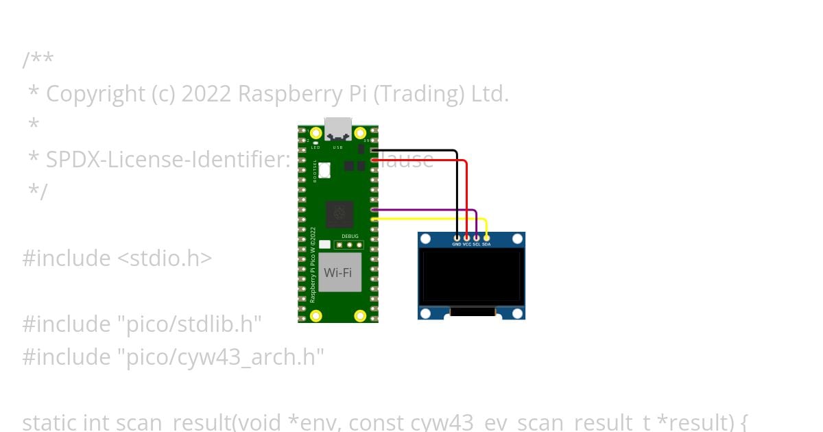 WiFi Scan - Pi Pico SDK With display (C) simulation