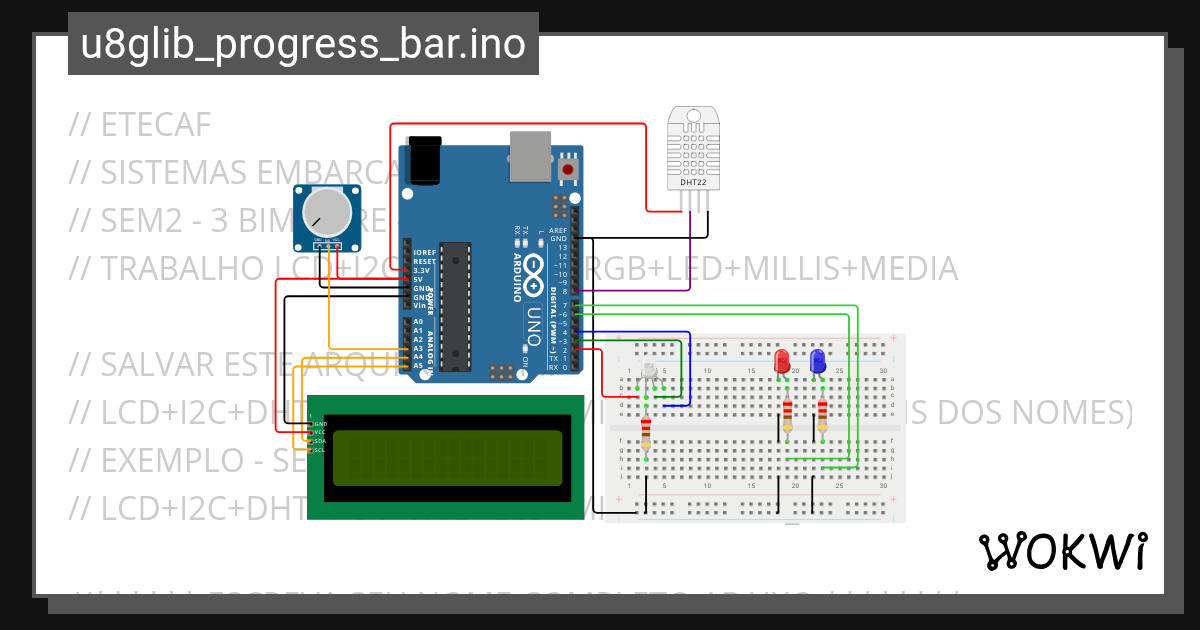 LCD+I2C+DHT+POT+LED+CONDIÇÕES 3 - Wokwi ESP32, STM32, Arduino Simulator