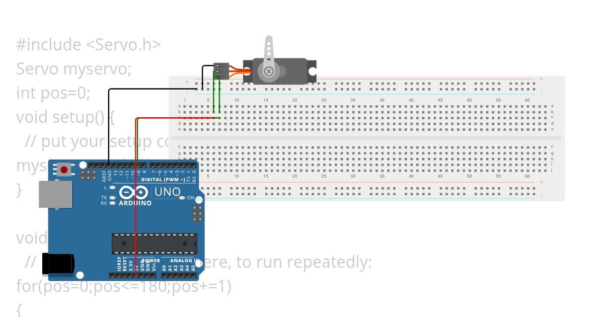 exp 11 servo motor with bread board simulation