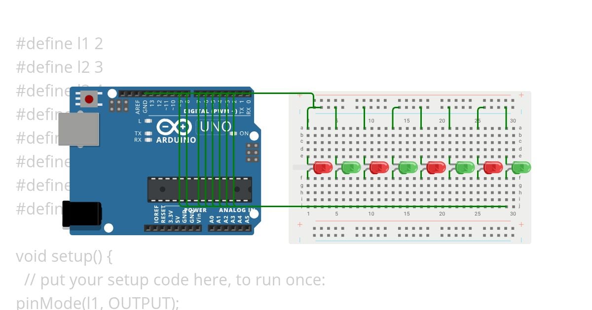 8 led chain simulation