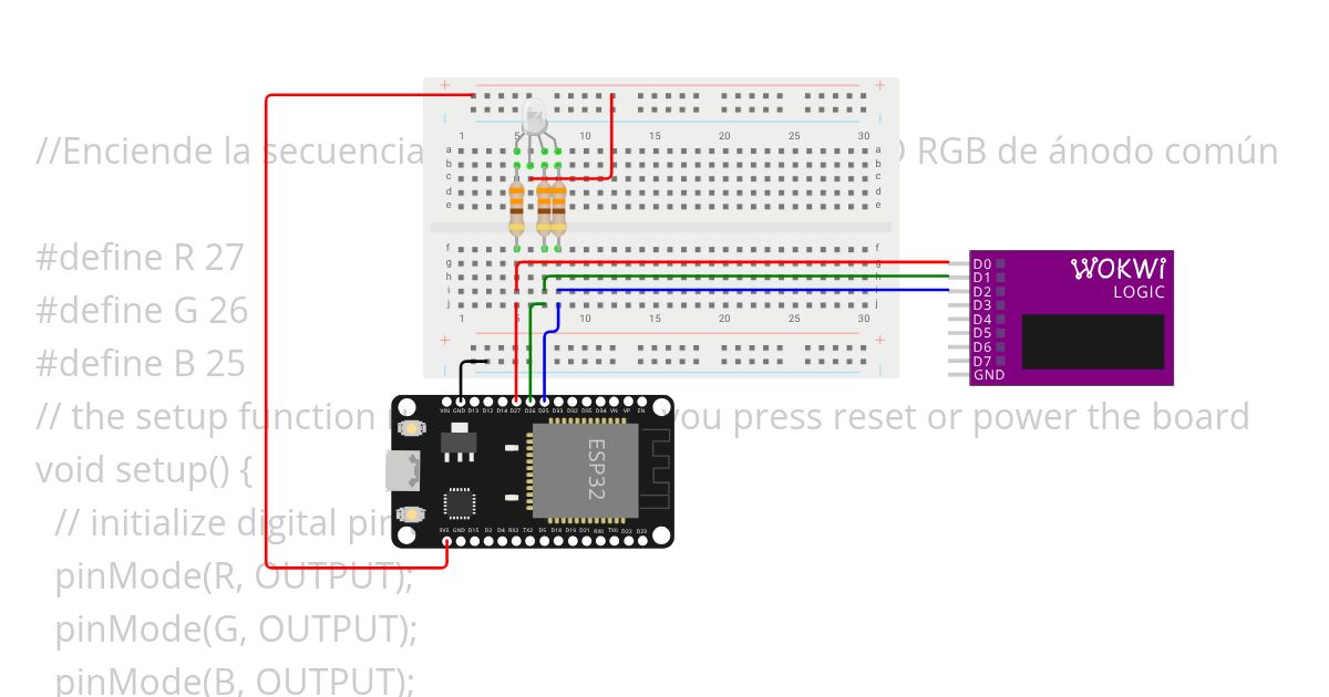 ESP32 LED RGB AComún simulation