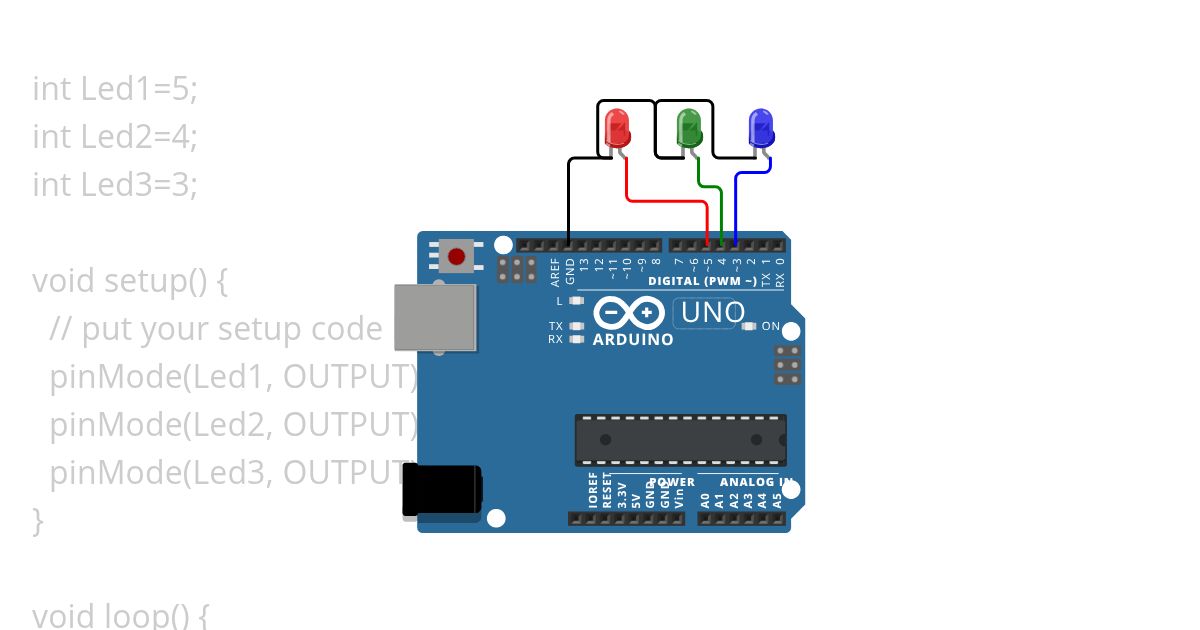 3 RGB LED Blinking System simulation