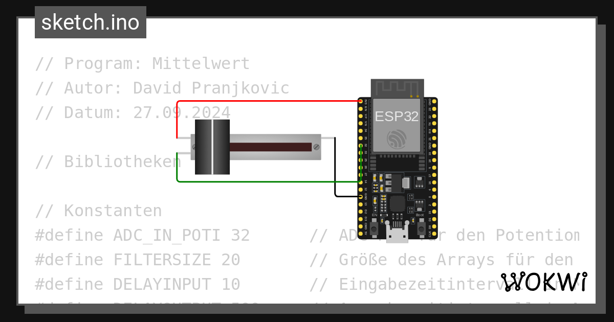 Moving average filter wokwi esp32 stm32 arduino simulator