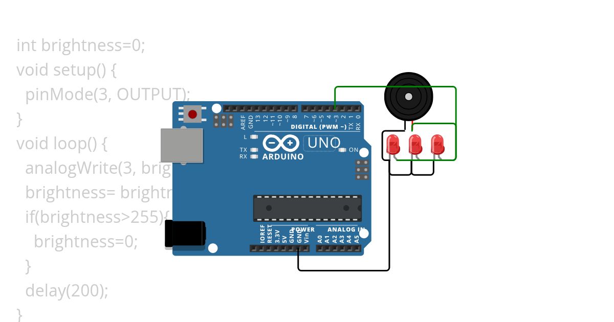 Control Brightness using PWM pin of Arduino UNO simulation